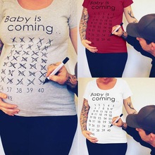 Baby kommer snart gravide kvinder t-shirt kalender skjorte mor tøj kvindelige graviditet t-shirt annonceret t-shirt