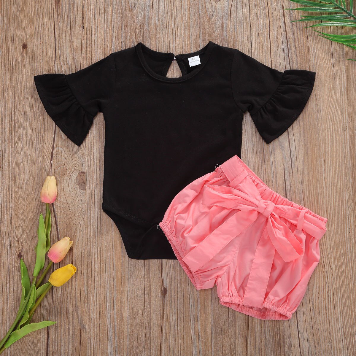 Conjuntos de ropa FOCUSNORM de Otoño de 0 a 18M para bebés y niñas, mono liso de manga ancha, Tops, pantalones cortos, 2 uds