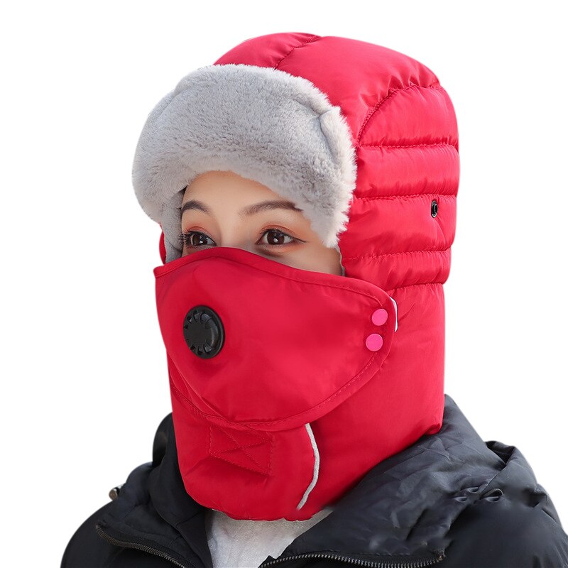 Full Protection Warm Waterproof Winter Hats With/Without Glasses for Riding Bike Motorcycle Outdoor d88: Red  Section