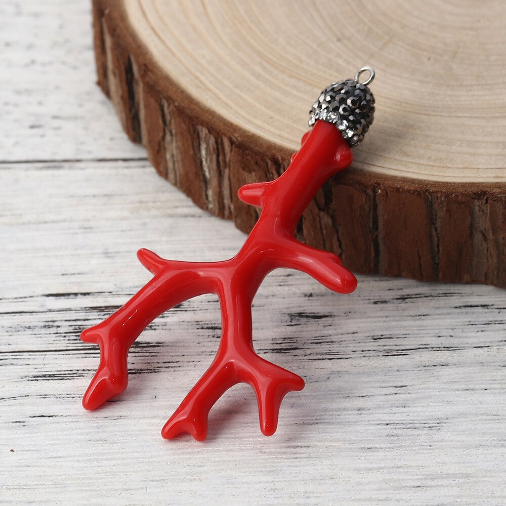 Doreen Box Acrylic Micro Paved Pendants Antler Branch Clear Rhinestone Jewelry 68mm(2 5/8&quot;) x 37mm(1 4/8&quot;), 2 PCs