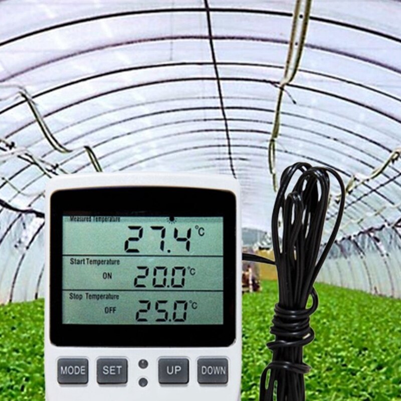 Digital Temperature Controller Thermostat Outlet Socket Plug Heating Cooling Timer for Homebrew Greenhouse