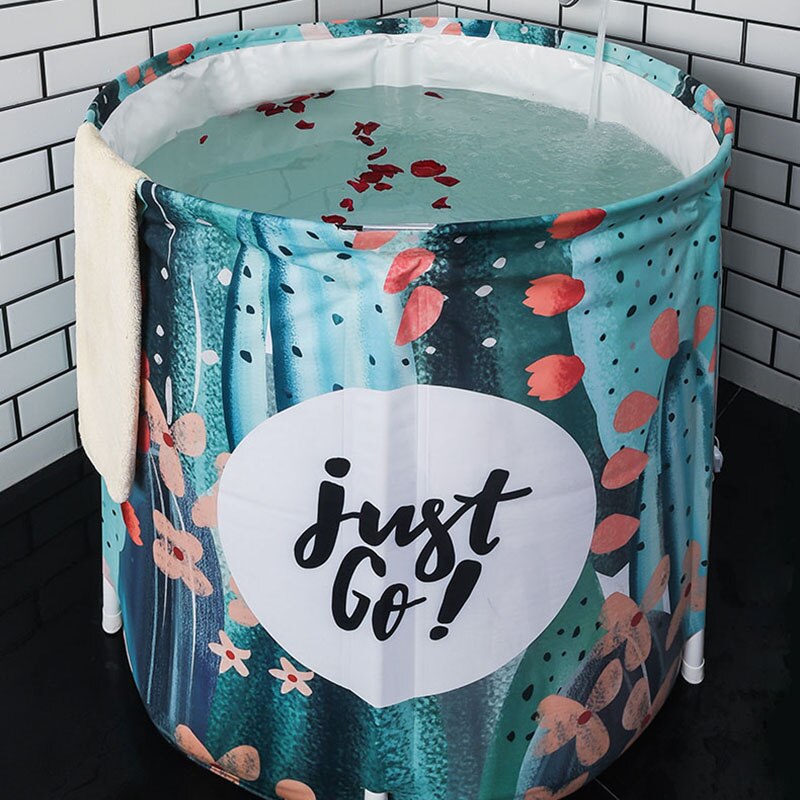 Nordic Bathtub Adults Non inflatable Bath Tub Portable Folding Thicken Eco-Friendly Cloth Deep Soaking Body Bath Barrel