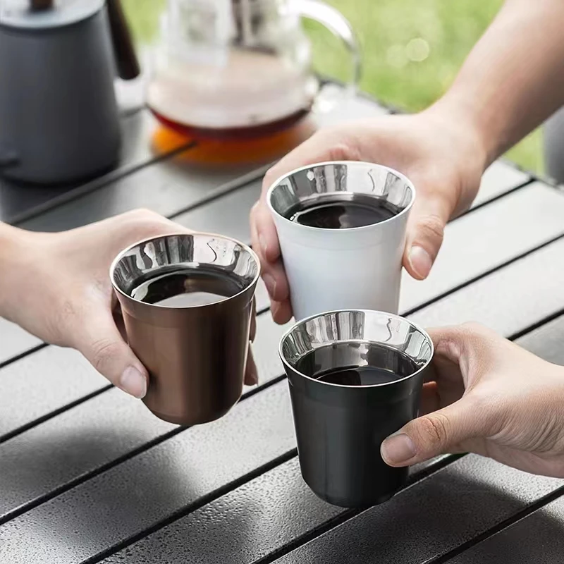 80ml Mini Coffee Cup Stainless Steel Double Wall Heat-insulating Coffee Cup Portable Small Drink Cups
