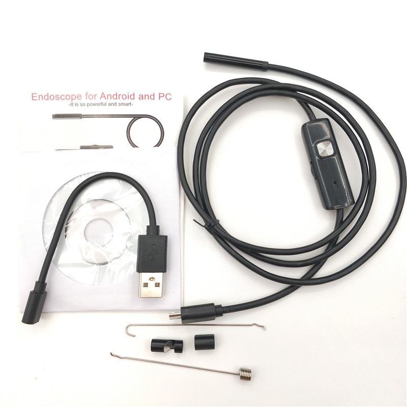 OTOTEC USB Endoscoop – 5,5 Mm Camera, 2 Meter Kabel, Waterdicht IP67 | Voor Android & PC, Met 6 LED’s, Voor Inspectie Leidingen, Motoren & Meer