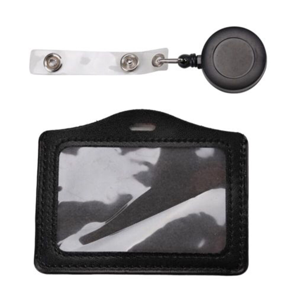 ID Card Holder Badge With Metal Telescopic Buckle Security Retractable Photo Identity Pass Badge Card Cover Holder