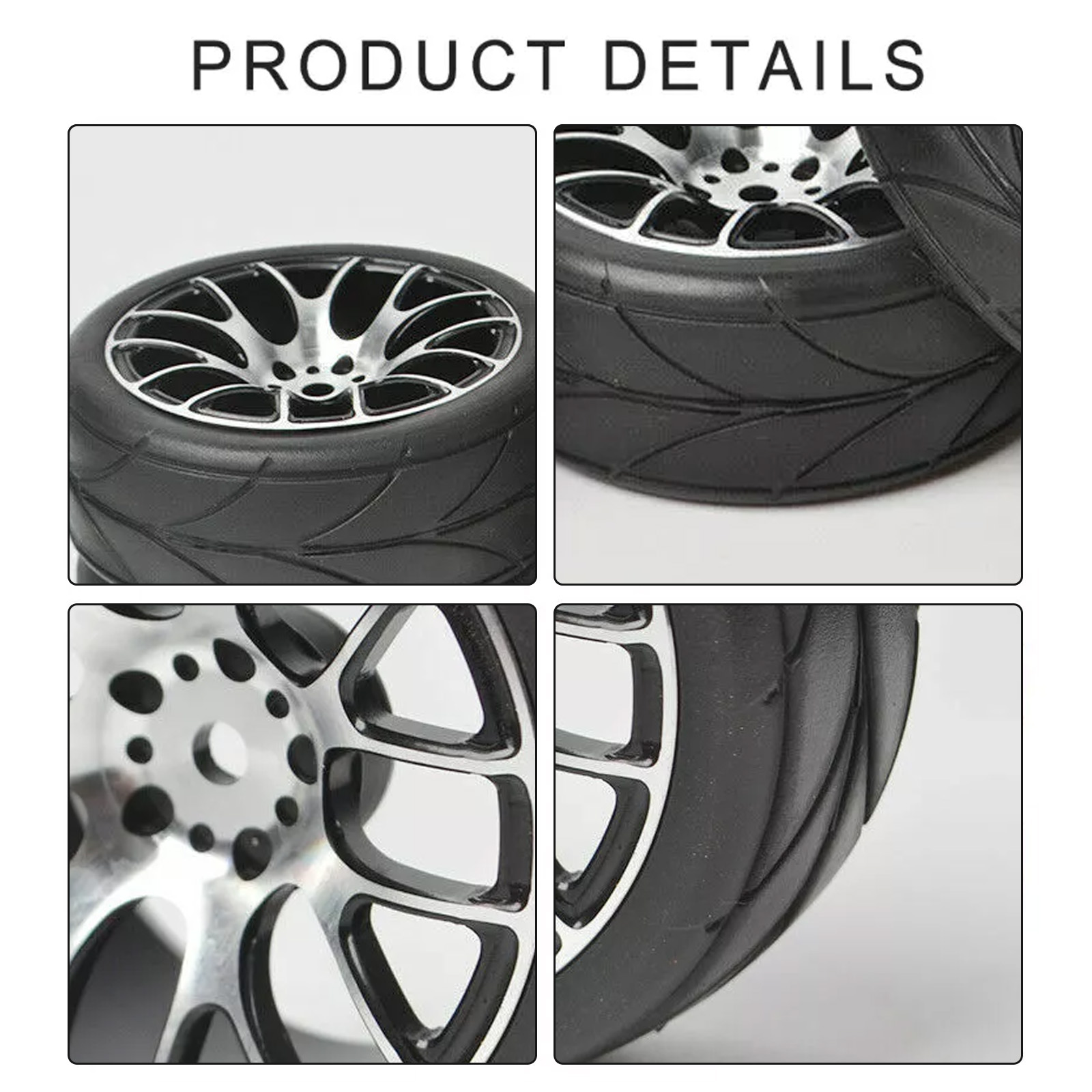 1/10 4 STKS Aluminium RC Wielen & Banden Set met Lichtmetalen Velgen - Lichtgewicht Prestaties Upgrade onderdelen voor On-Road Toerwagens
