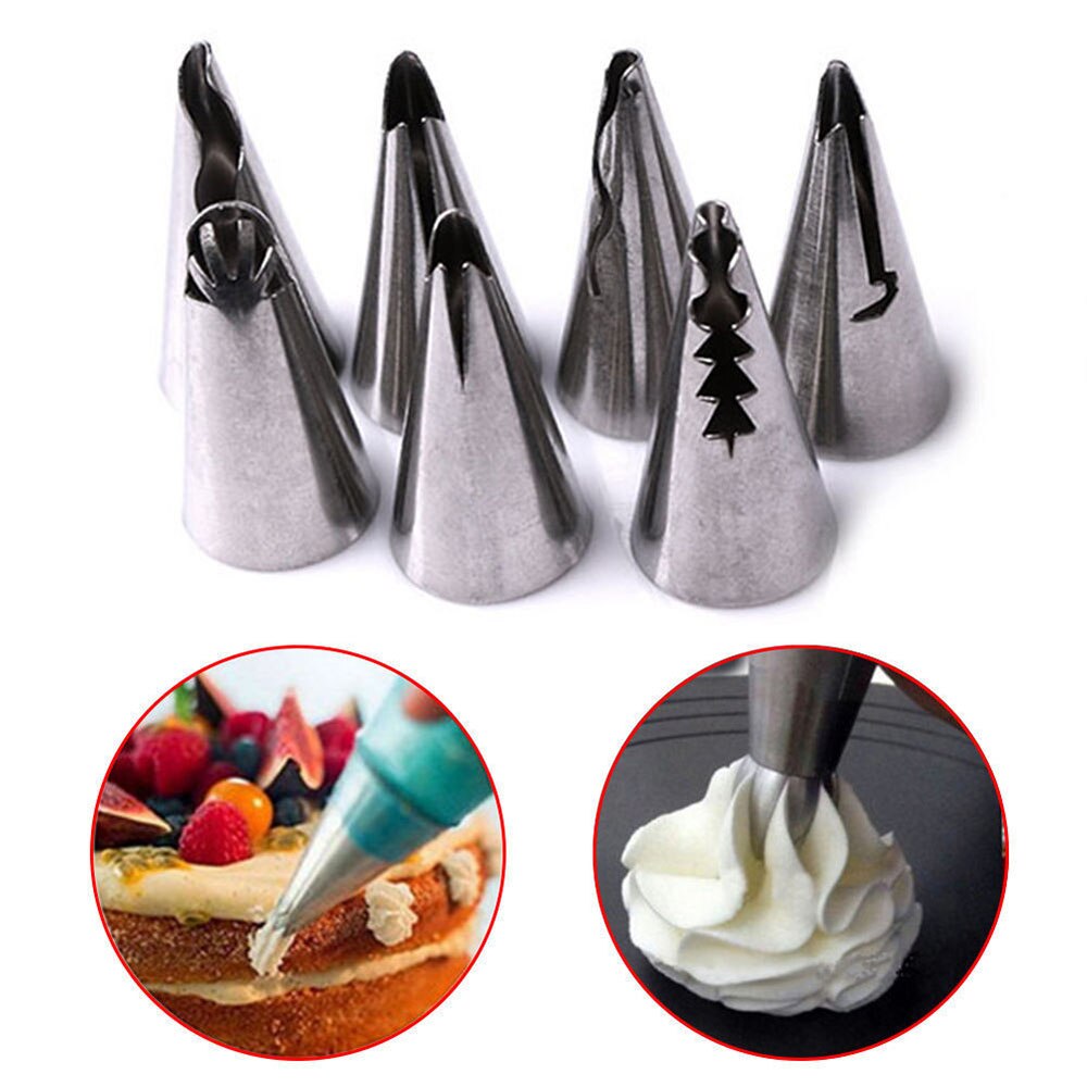 7 Stks/set Bruiloft Russische Nozzles Pastry Bladerdeeg Rok Icing Piping Nozzles Pastry Decorating Tips Cake Cupcake Decorateur Tool