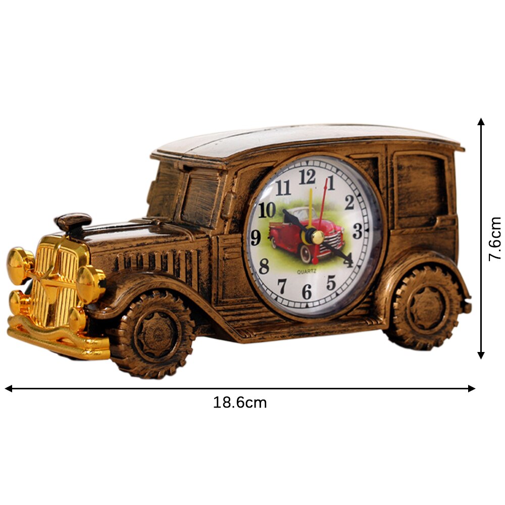 Klasyczny samochód kształt budzik zasilanie bateryjne ambona plastikowy analogowy budzik dla dzieci prezent Dom sypialnia wystrój stołu: E
