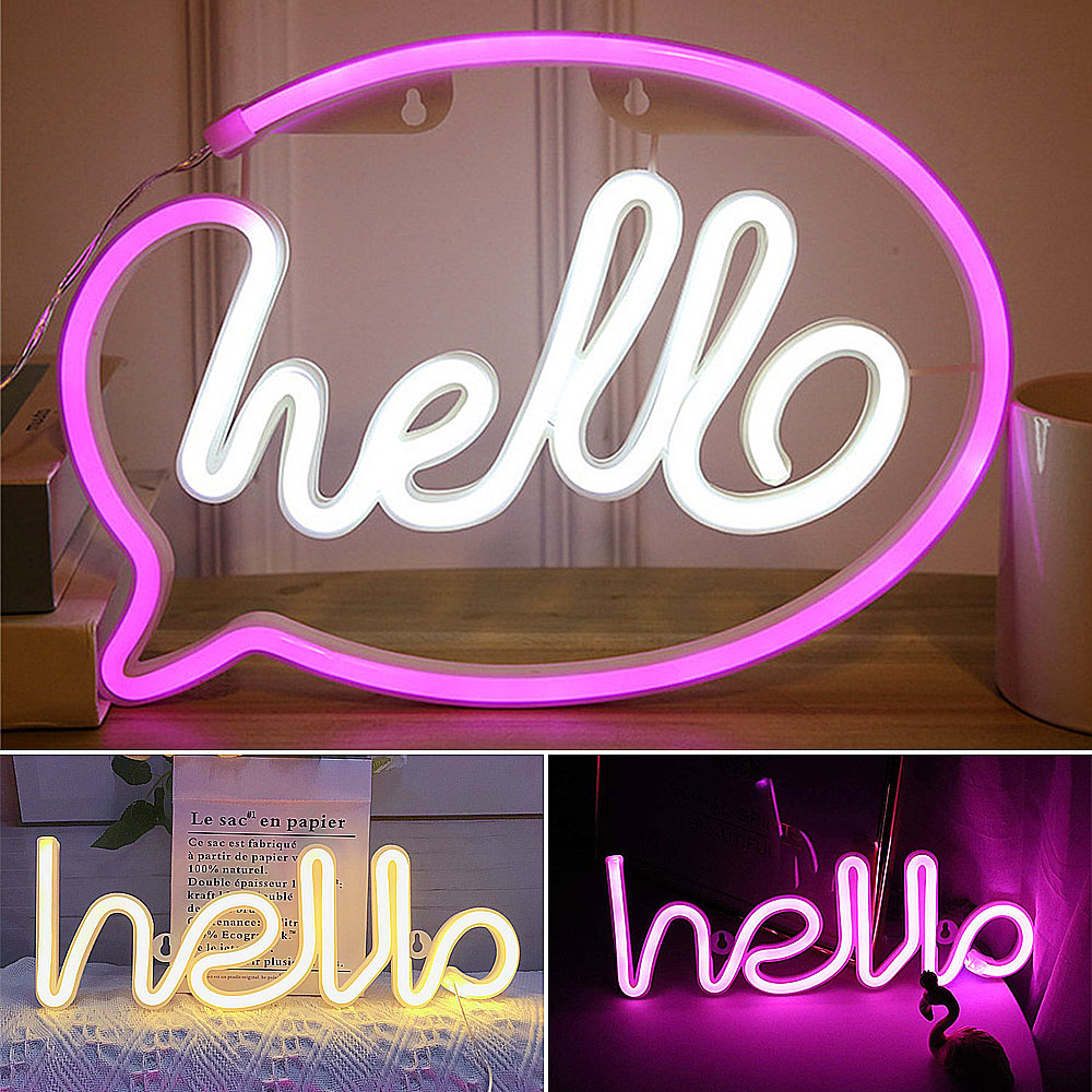 Hello Led Neon Light Teken Letters Neon Sign Panel Christmas Party Bruiloft Decoraties Thuis Wall Decor Neon Lamp