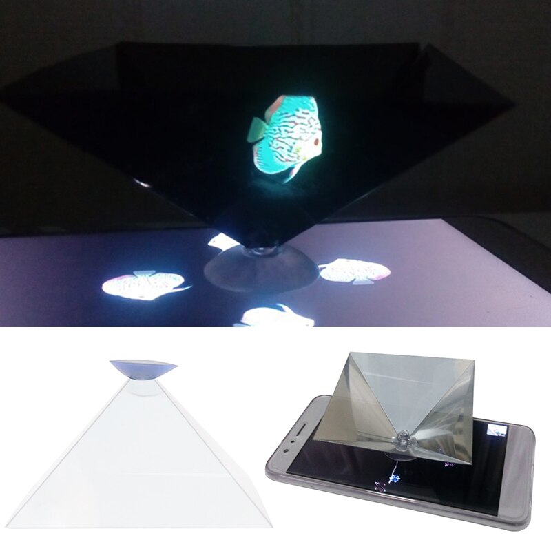 3D Holographic Projection Hologram Pyramid Display Projector Video Stand Universal For Smart Mobile Phone