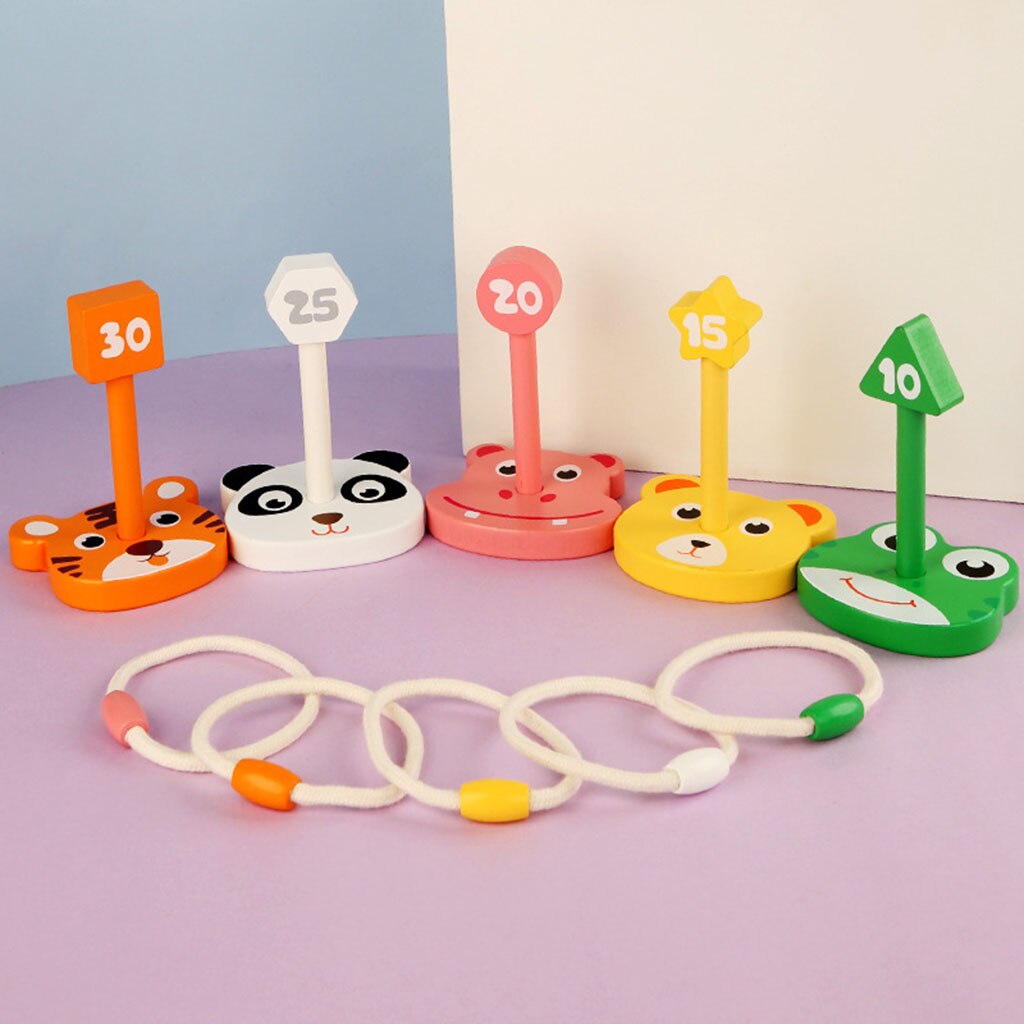 Animali in legno Ring Toss gioco giocattoli per bambini/bambini sviluppo di abilità automobilistiche