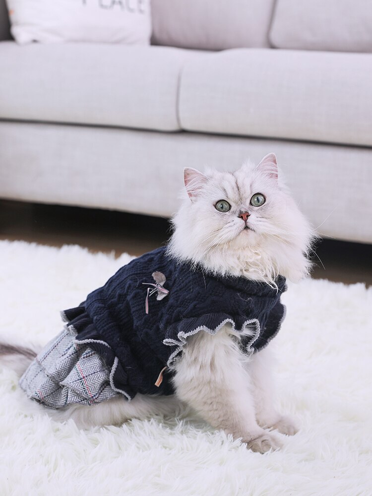 Sweet Cat Dresses Christmas Outfit Animal Clothes Sphynx Cats Wear Costume Vestido Para Gatitos Cats-clothes OO50QZ