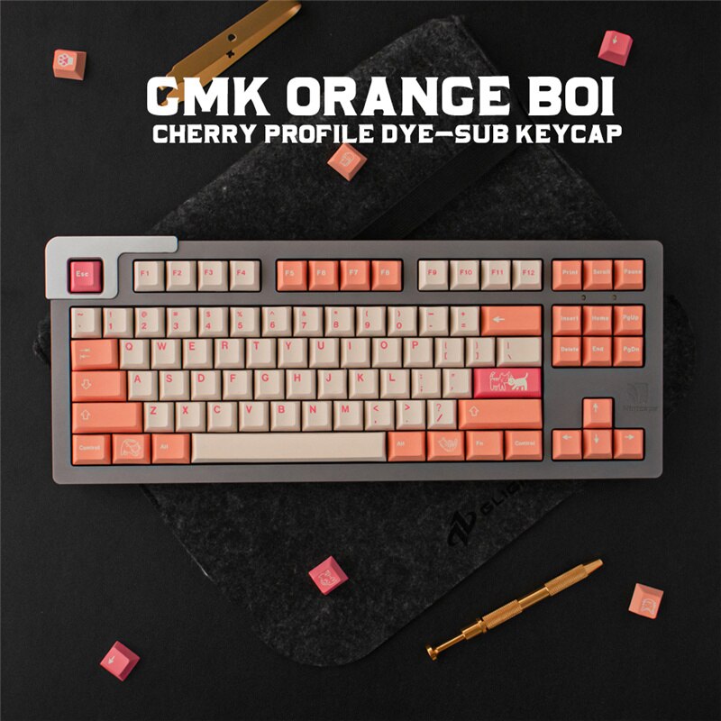 GMK Orange Boi Keycaps Cherry Profile DYE-Sub Mechanical Keyboard Keycap PBT 137 Keys For MX Switch With 6.25U 7U Space Bar