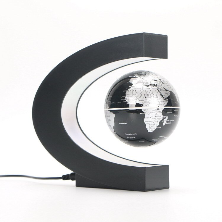 Novelty LED World Map Magnetic Levitation Floating Globe Home Electronic Lamp Ball Light Office Desktop Decoration: Black