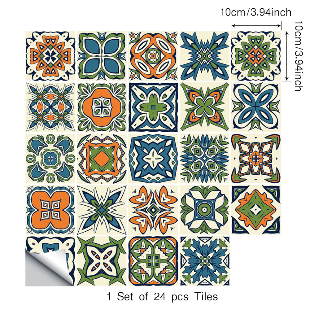 Funlife Decorative Moroccan Tiles PVC Tile Stickers,Retro Wall Art Decal,Adhesive Waterproof Kitchen Bathroom Furniture Decor
