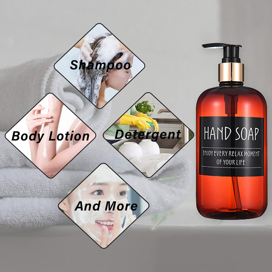 500Ml Badkamer Shampoo Douche Flessen Hervulbare Zeepdispenser Druk Dispenser Met Aparte Label Stickers