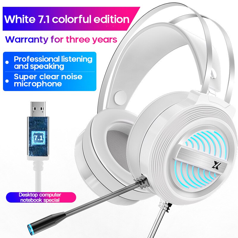 7.1 Channel Gaming Headset Headphone Wired Gamer Headphone Stereo Sound Headsets With Mic LED Light For Computer PC Gamer: 02