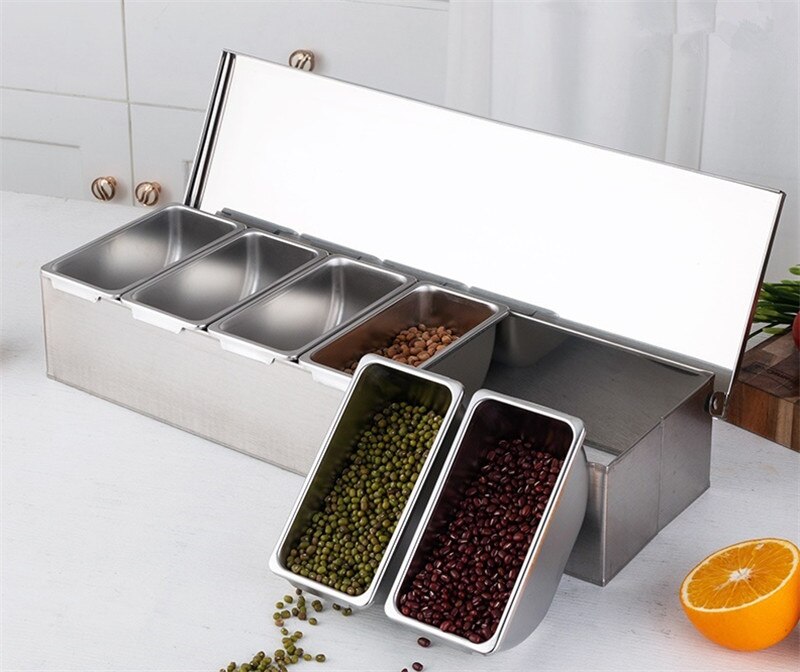 304 Stainless Steel Seasoning Box Hotel Restaurant chef Seasoning Box With Lid Storage Box Household Seasoning Tank