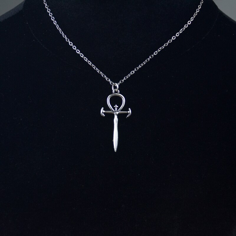 Vampir Ankh Anhänger gotisch Dracula auftrag nosferatu vampyre Symbol halskette: Stahl Kette