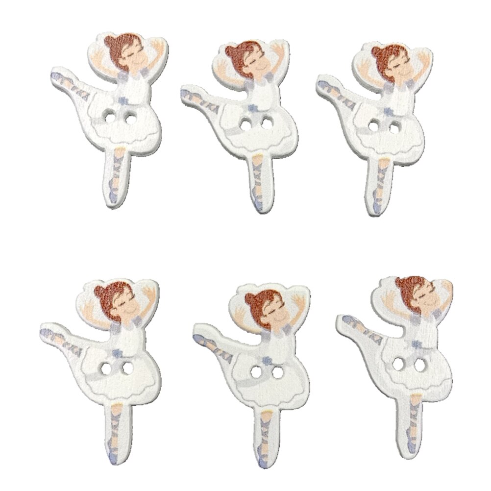 100Pcs Painted Cartoon Houten Knoppen Ballet Dancing Girl Patroon Knoppen Milieuvriendelijk Hout Naaien Knop Diy Doek Decor Suuply: 3