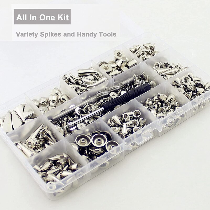 265 setzt Mehrere Entwürfe Schraube Zurück Silber Punk Spikes Und Nieten Metall Baum Kegel Nieten Für Leder Handwerk DIY Projekt