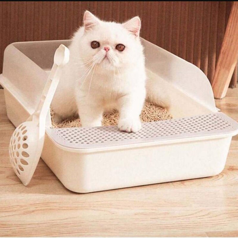 Cat Litter Box Toilets Semi Closed Cat Litter Tray Sandbox Square Semi-closed Anti-splash Deodorant Sandpit Small Cute 3 Colors