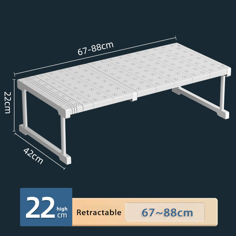 Expandable Closet Tension Shelf Storage Kitchen Stackable Shelves Adjustable Organizer Cabinet Wardrobe Sink Tension Shelf Rack: Clear