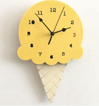 Ins Nordic ijs creatieve patroon klok cartoon mute klok wanddecoratie kinderkamer klok: Light yellow