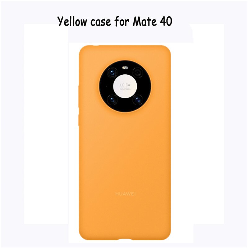 Oficial original huawei companheiro 40/companheiro 40 pro silicone caso capa traseira macia com fibra dentro capa escudo para mate40/mate40 pro: Mate40 case YELLOW