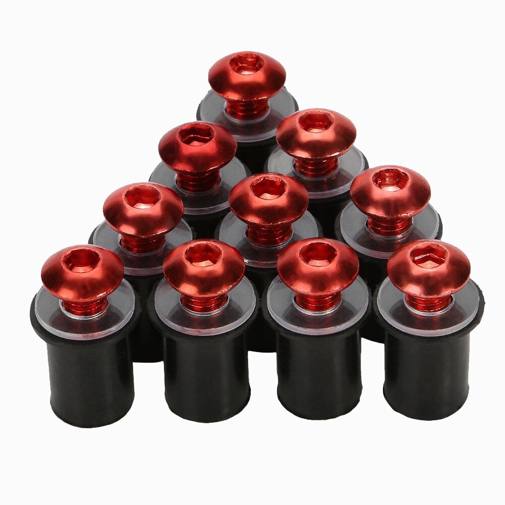 10pcs 5mm/0.20inch Motorcycle Windscreen Windshield Bolt Screw Kit Aluminum Motorcycles windshield Bolt Motorcycles Accessories: Red