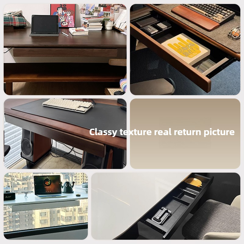 Organizador de cajones debajo del escritorio, estante de almacenamiento de pie de madera de nogal negro, accesorio de escritorio de oficina, organizador de escritorio de ordenador oculto