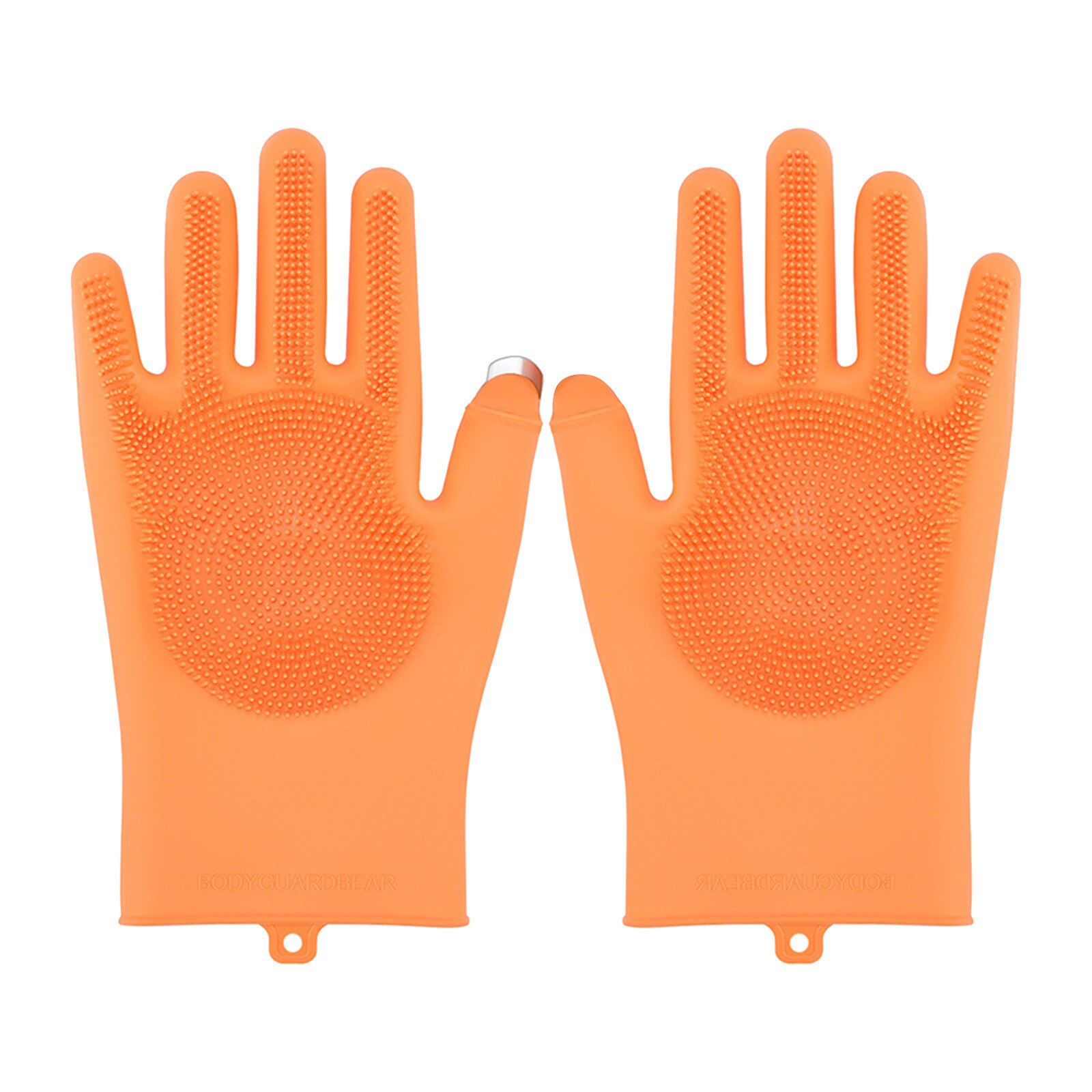 1Pair Dishwashing Cleaning Full finger gloves with peeling cleaning brush long Magic Silicone Rubber Dish Washing Glove: A pair