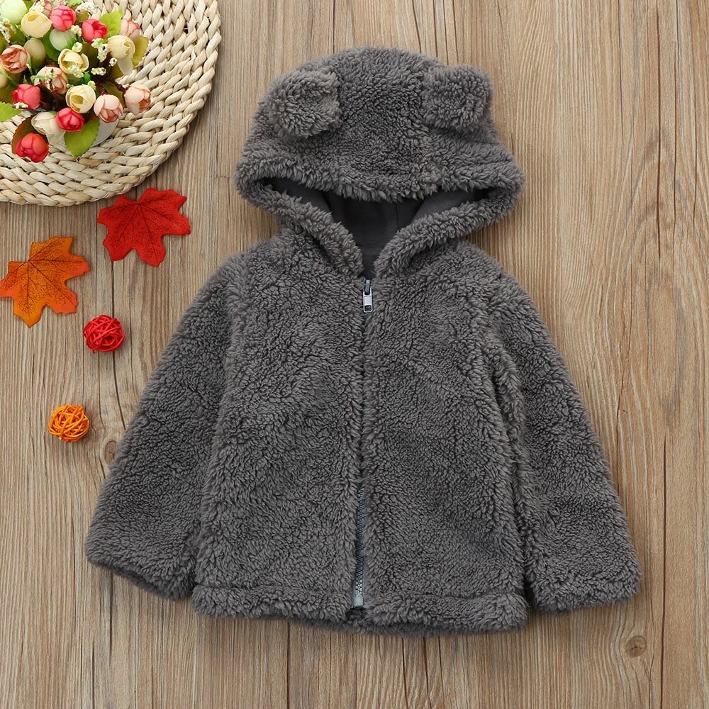Peuter Baby Jongens Meisjes Bont Hoodie Winter Warm Solid Jasje Leuke Dikke Kleding Bovenkleding Jassen