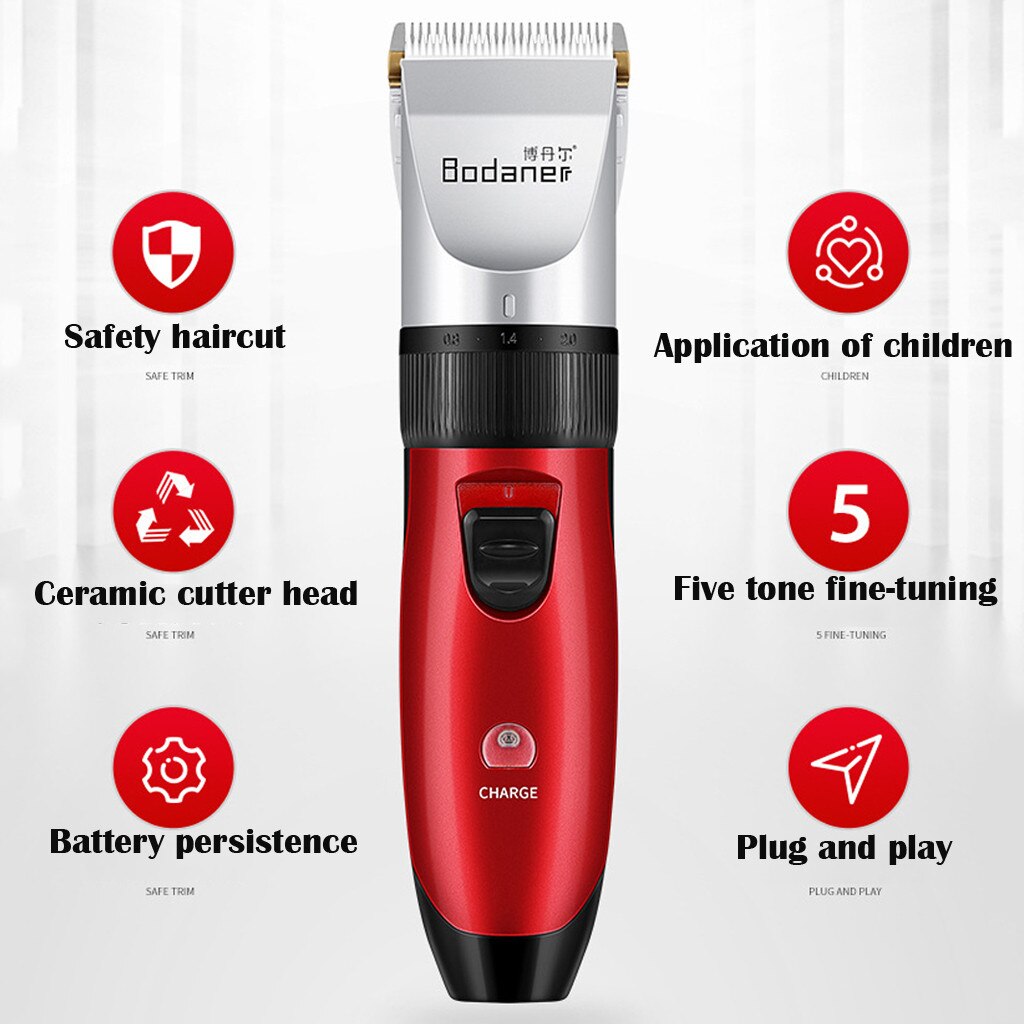 Profissional à prova dwaterproof água metal máquina de cortar cabelo elétrico sem fio grooming haircut portátil recarregável máquina de corte de cabelo