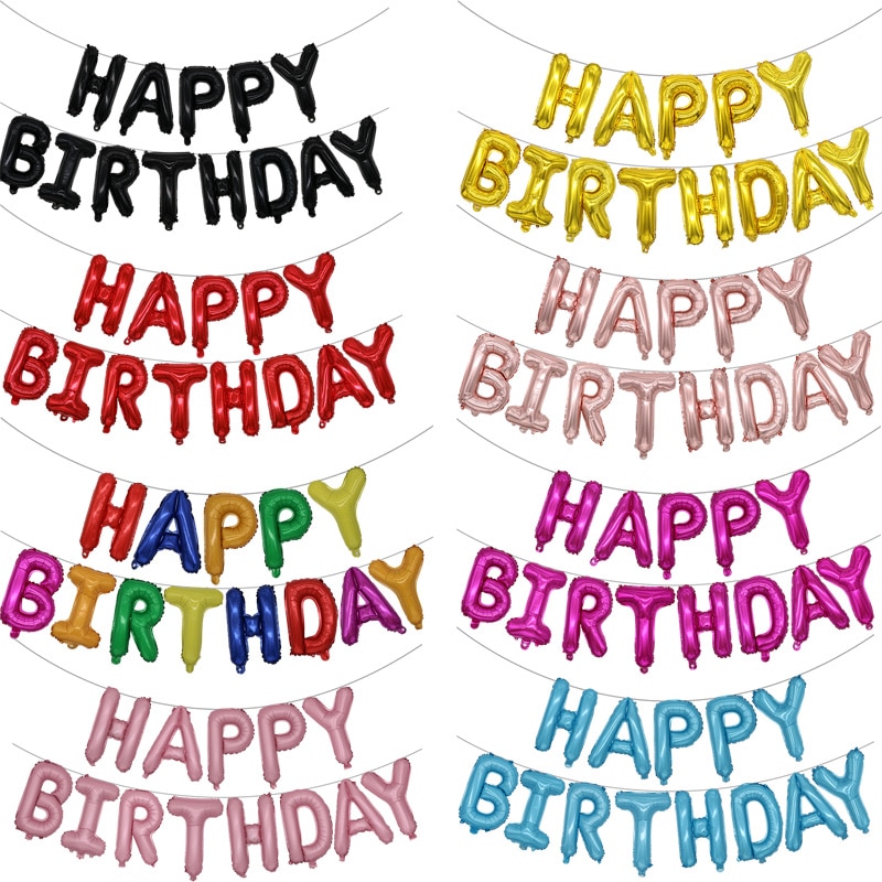 13Pcs Happy Birthday Balloons Foil Letter Balloon Birthday Party Decorations Kids Adult Birthday Balloons Alphabet Balloons set