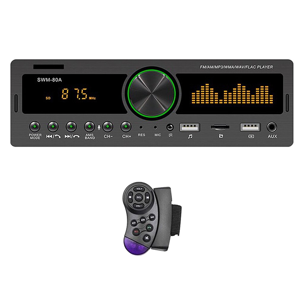 SWM-80A Car Stereo MP3 Player, Bluetooth FM Radio Receiver, Car MP3 Multimedia Player