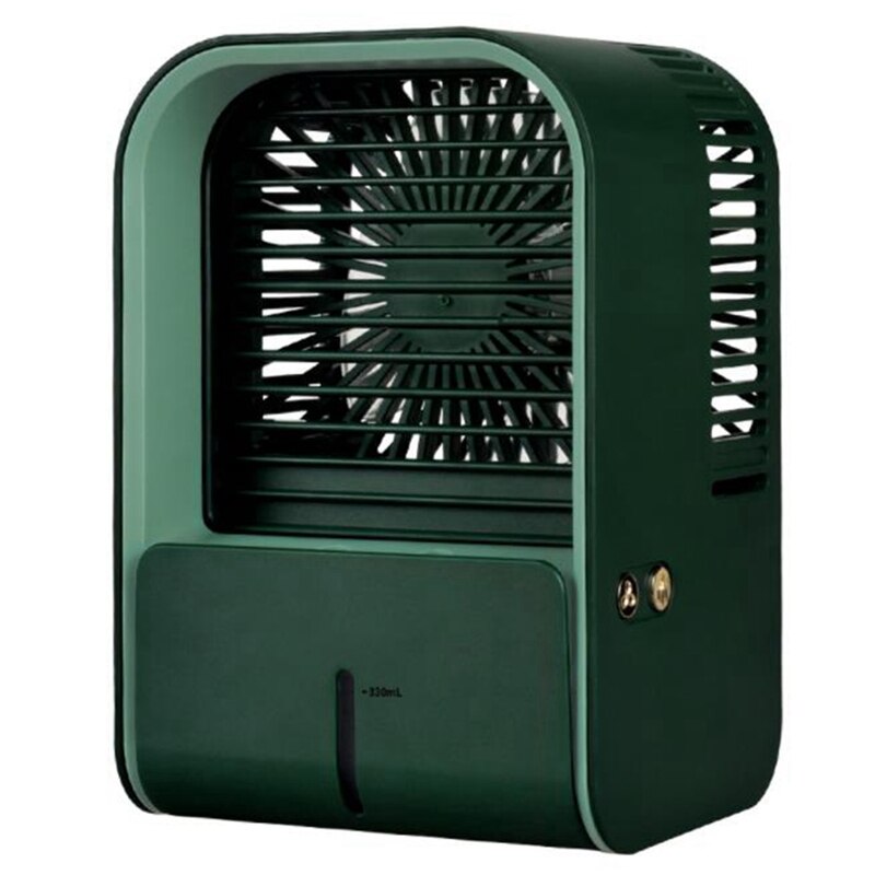 Mini Fan Water Cooling Humidification Spray Cooling Desktop Cooling USB Student Dormitory Air Cooler Fans: Green