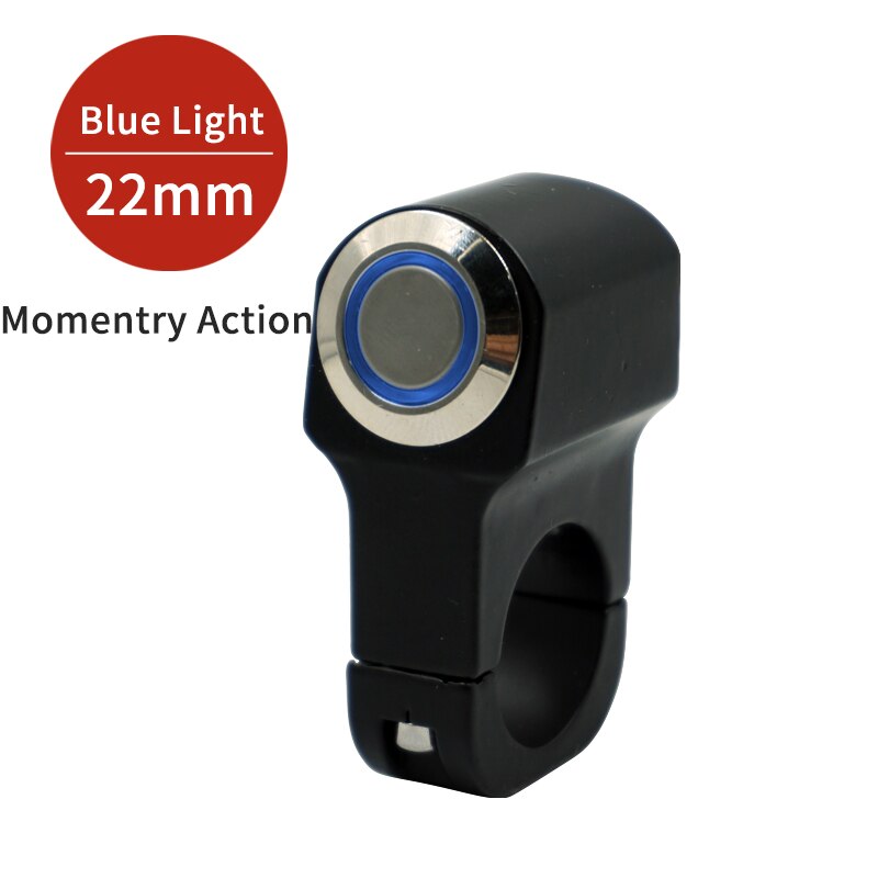 Motorcycle Switches ATV Scooter 22mm 24mm Handlebar Headlight Hazard Fog Light Switch Momentry/Latching ON-OFF Button with LED: Blue Light(22mm)M