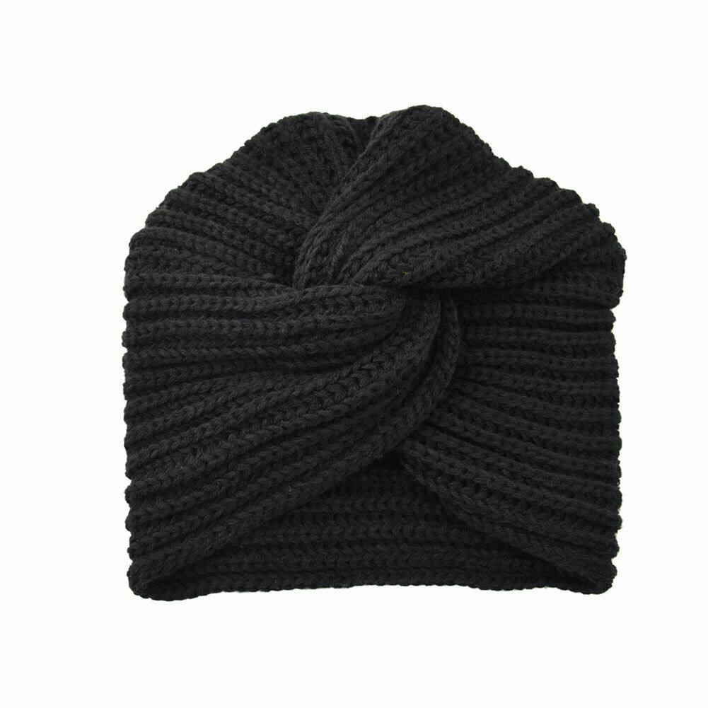 Fshion Women's Ladies Turban Hat Knitted Cap Spring Winter Headwrap Beanie Crochet Beige Black Gray Pink