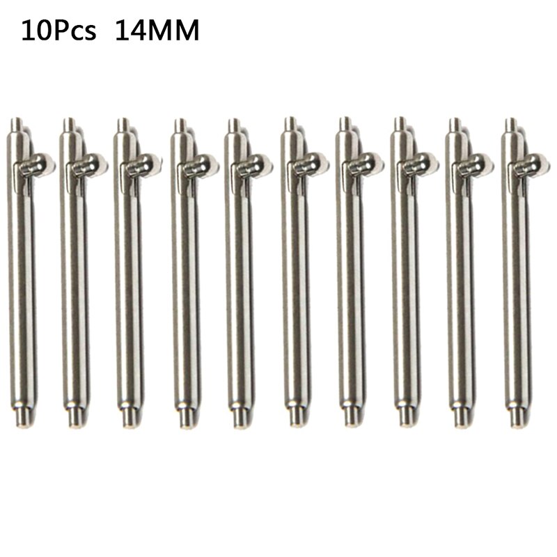 10 stuks snelspanveerstaven roestvrijstalen horlogebandbandpenstaaf eenvoudige installatiegereedschapsonderdelen 12 ~ 24mm
