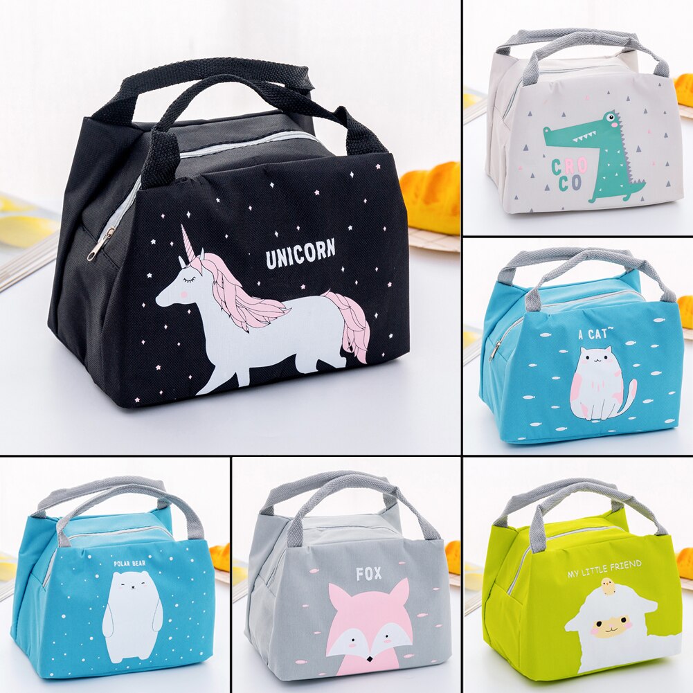 Cartoon Cute Lunch Bag For Women Girl Kids Children Thermal Insulated Lunch Box Tote Food Picnic Bag Milk Bottle Pouch