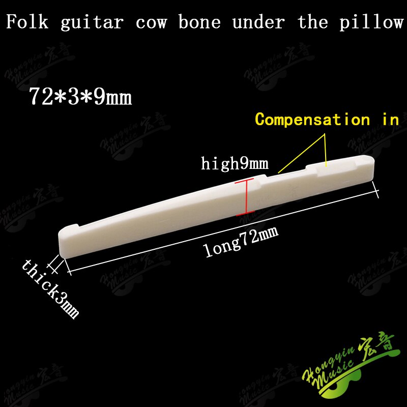 1 SET Ox bone 6 String Guitar Bridge Saddles Part For Folk Acoustic Guitar single saddle 72mm 74mm 76mm 80 100mm 43mm nut blank: 72MM x 3MM x 9MM