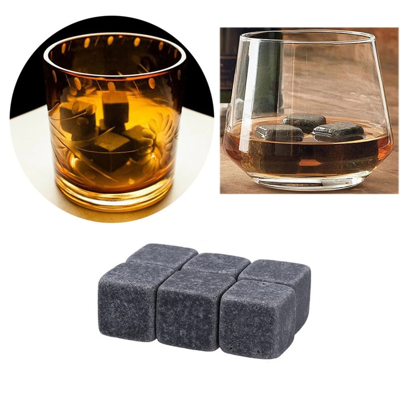 6 Stuks Whiskey Stones Sipping Ice Cube Cooler Herbruikbare Whisky Ijs Steen Whisky Natuurlijke Rotsen Bar Wijnkoeler Party Bruiloft