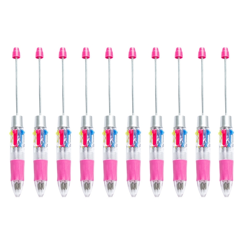 Stylo à bille multicolore perlé, 4 couleurs en 1, pointe 1.0MM, lisse pour écrire, pour étudiant, enseignant, marquage, 10: Gris clair