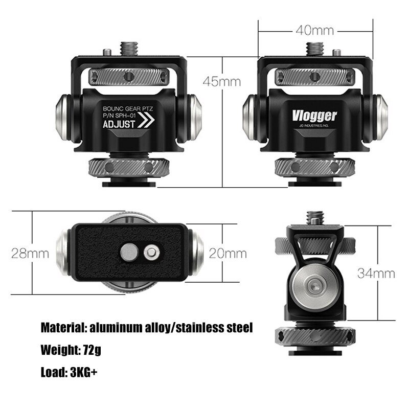 DSLR Camera Adjustable Camera Monitor Holder Swivel and Tilt 180 Degree Adjustable Monitor Mount w/ 1/4 Screw Arri Locating Pin