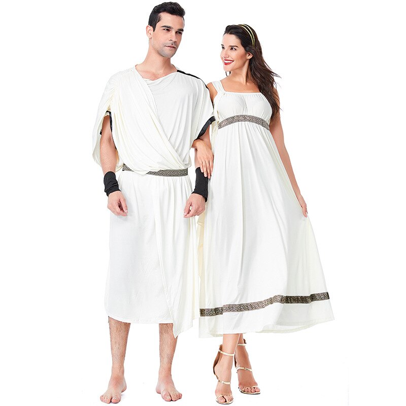 Purim Ladies Roman Princess Toga Fancy Dress Halloween Greek Olympic Goddess Grecian Outfit Arabic Prince Caesar Costume for Men