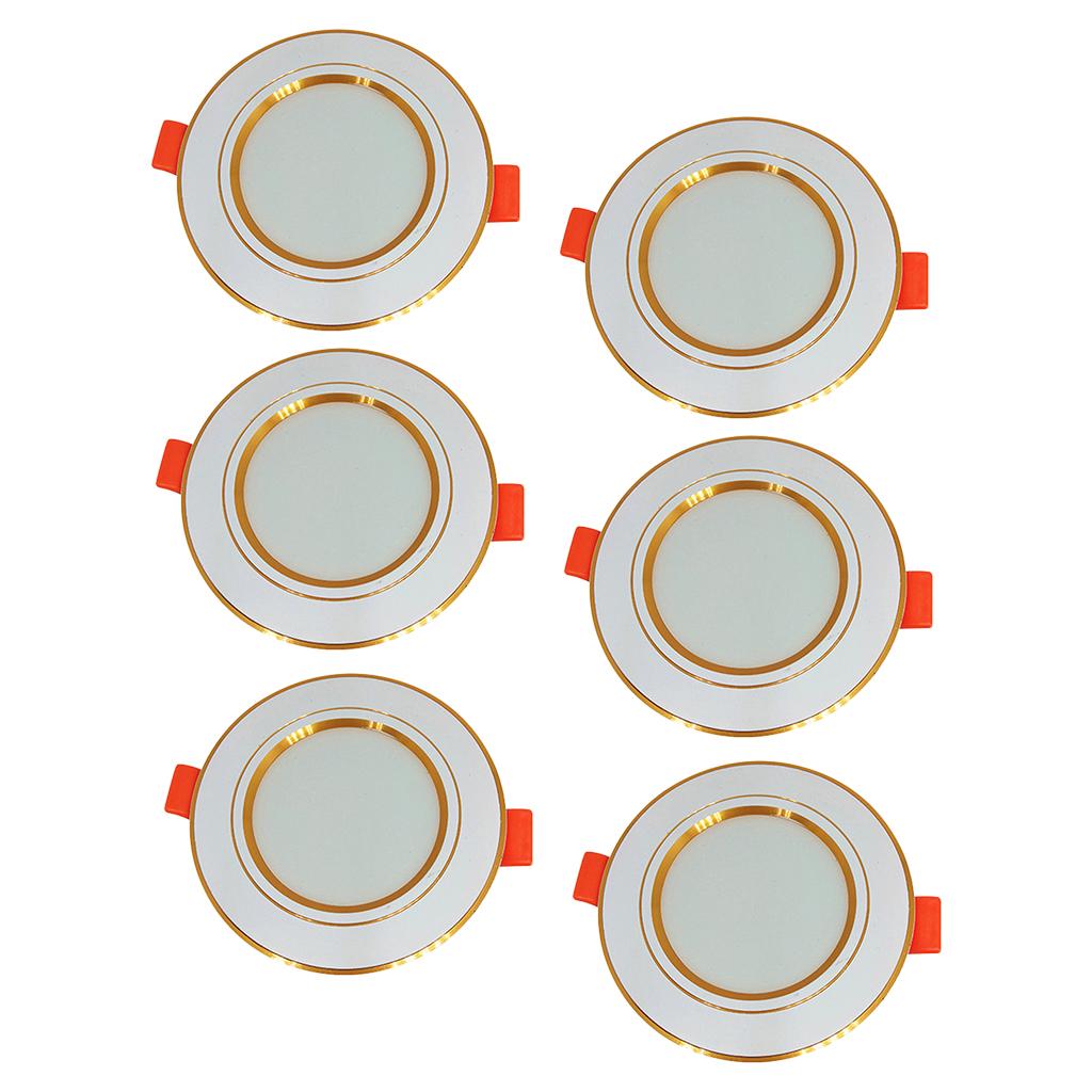 6Pcs Led Light Plafond Inbouw Panel Downlight Spot Lamp-Gouden Lijn