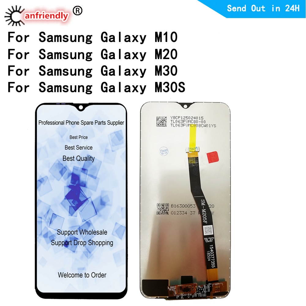 For SAMSUNG GALAXY M10 M20 M30 M30S LCD Display Touch Screen Digitizer frame Assembly For SAMSUNG M105 M205 M305 M307 LCD Screen