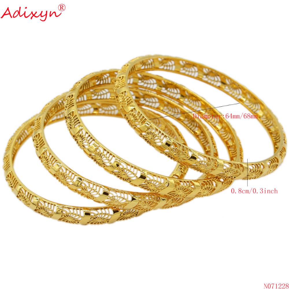 Adixyn 4pcs/lot Dubai bangles Women Jewelry Ethiopian Gold Color Copper Luxury Bracelets Bride Girls Party