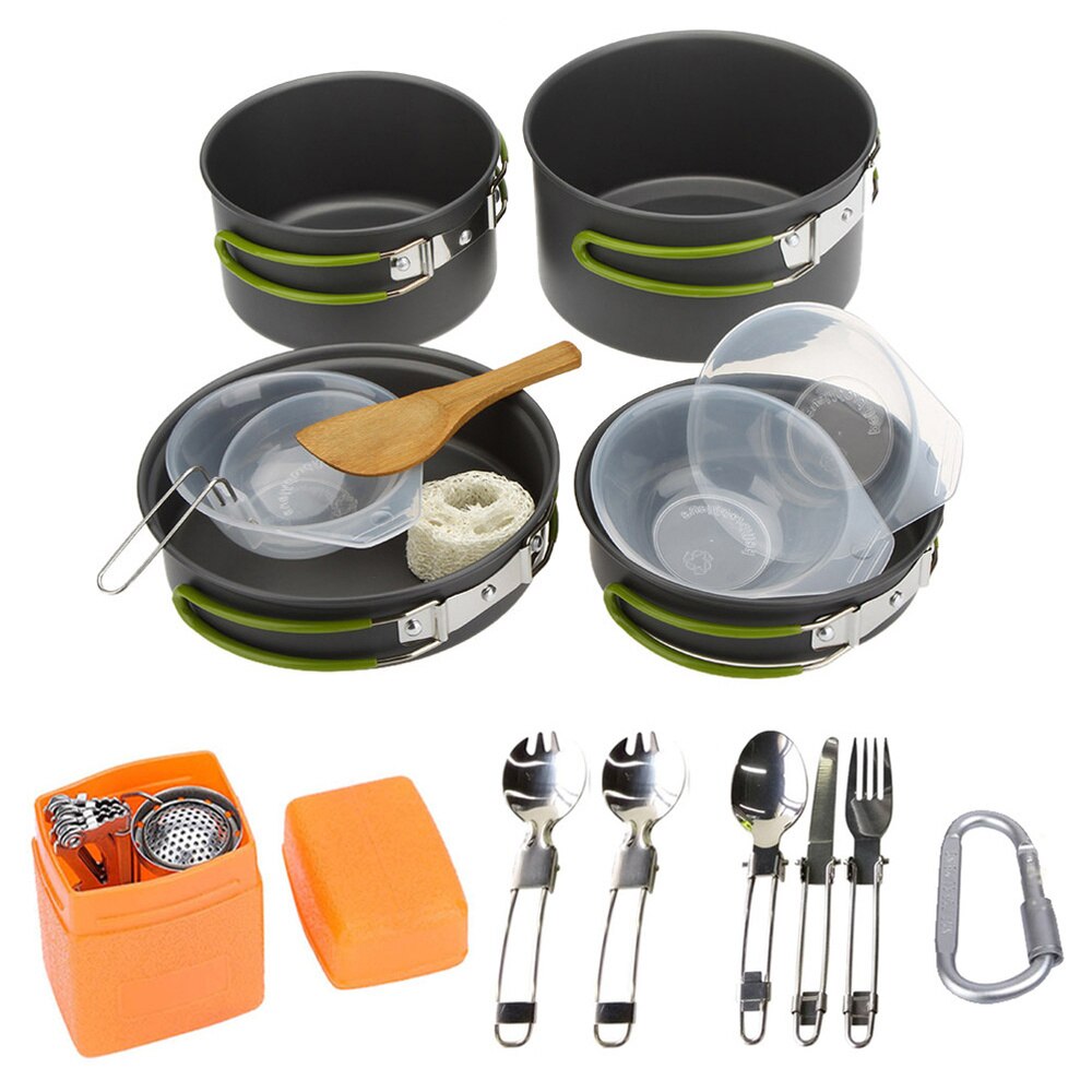 1 Set Camping Cookware Mess Kit Portable Camping Backpacking Cooking Set